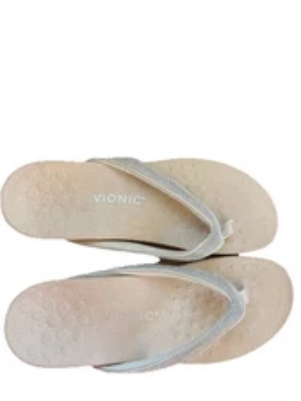 Vionic Women's Cream Suede Dillion Rhinestone Thong Sandals Support - Picture 3 of 6